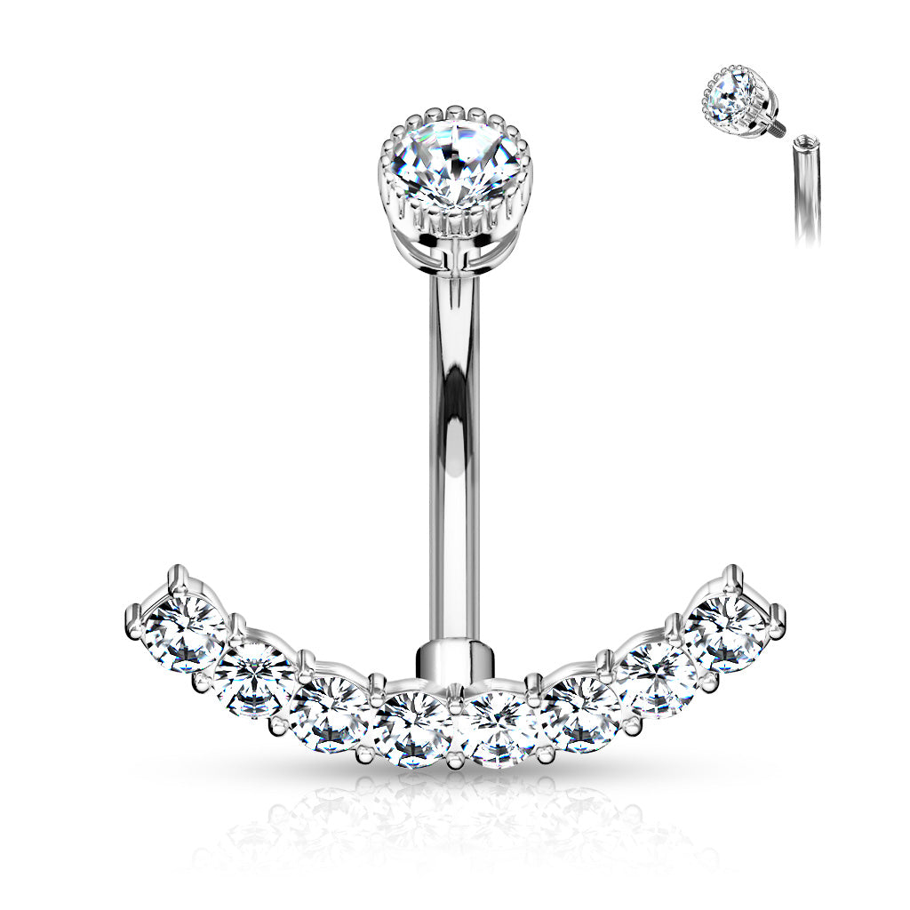 Piercing Nombril Ligne Incurvée Pavée