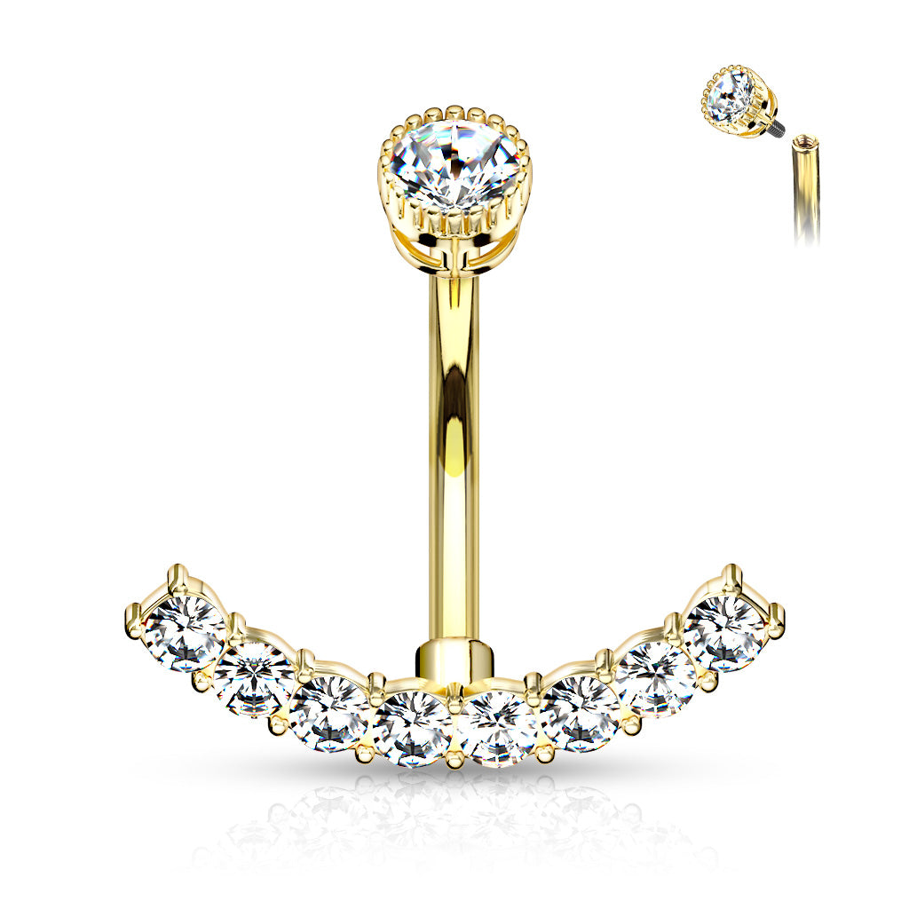 Piercing Nombril Ligne Incurvée Pavée