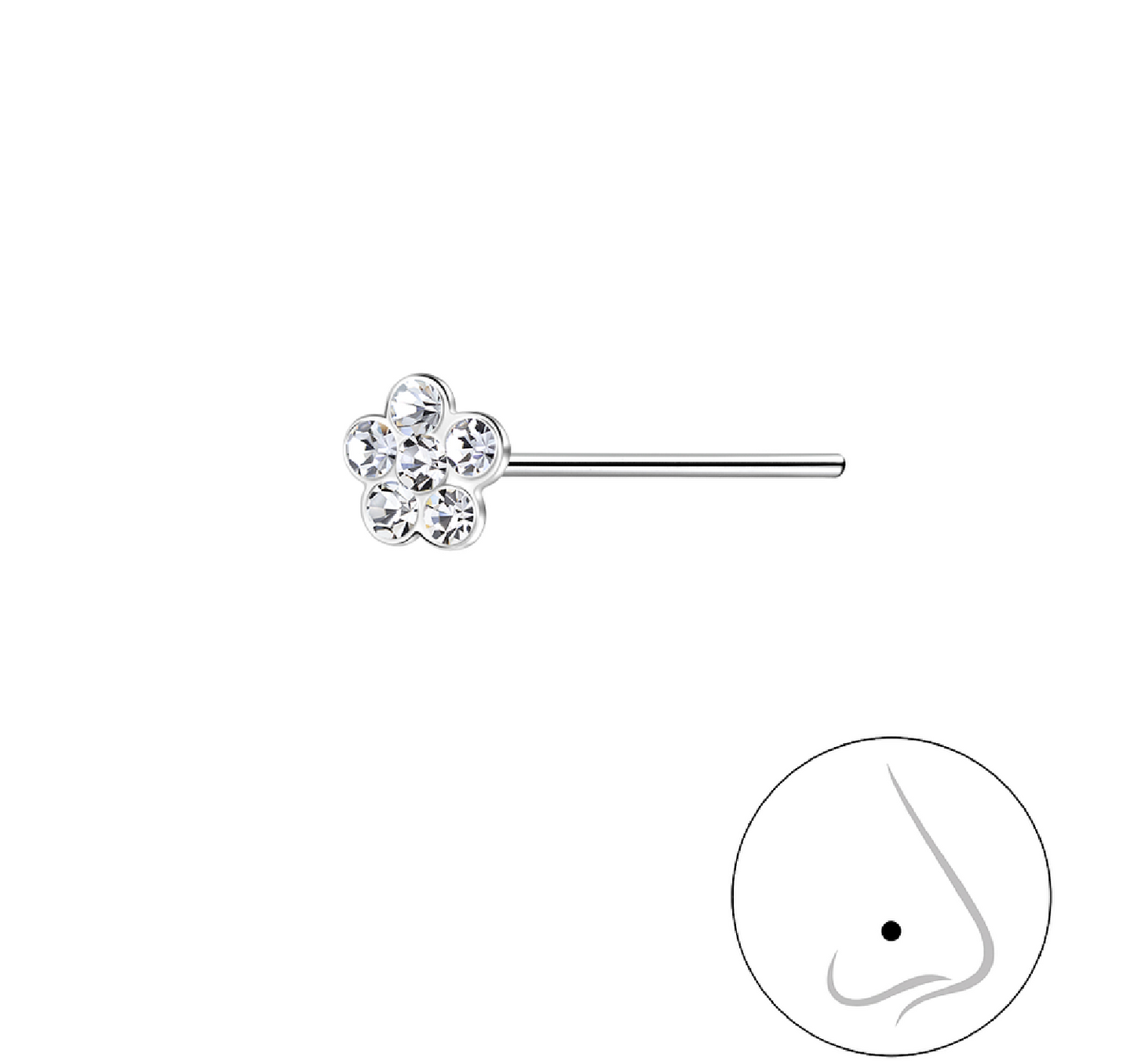 Clou de Nez Fleur Étincelante – Design Cristal en Fleurs